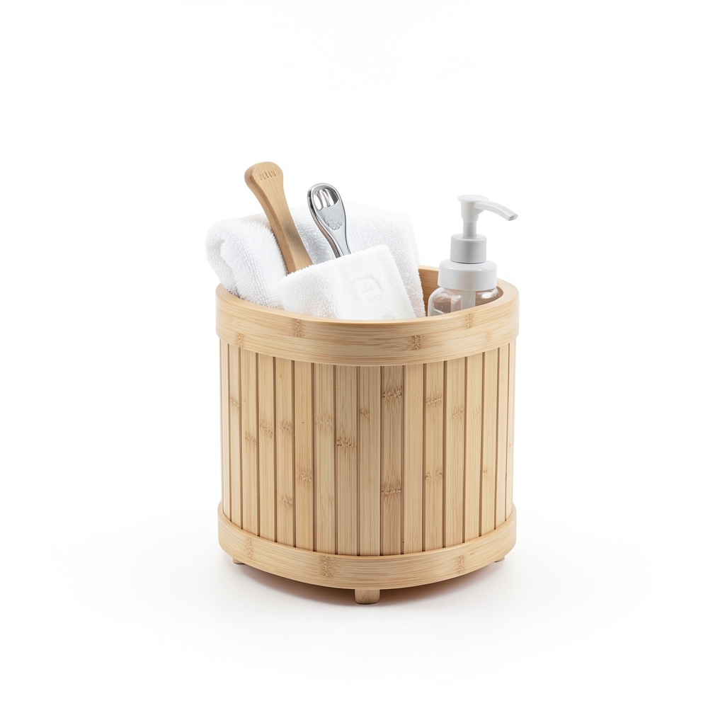 Caddy Bain en Bambou avec Distributeur de Savon