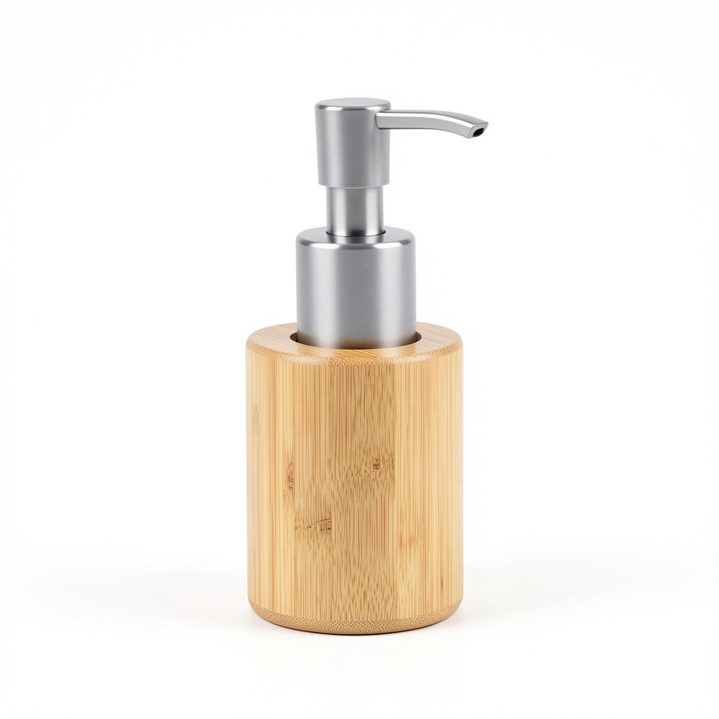 Support de brosse à dents en bambou avec distributeur de savon liquide