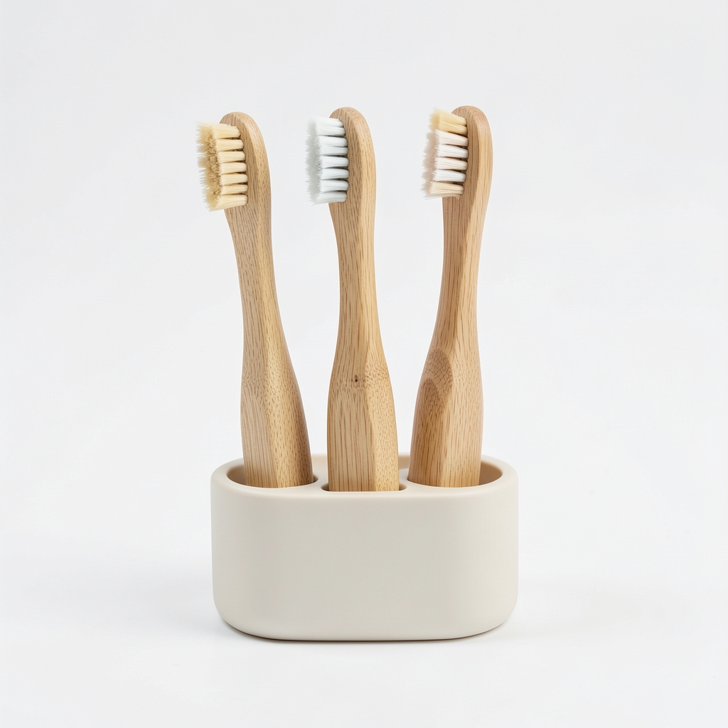 Trousse de brosses à dents en bambou avec support en silicone