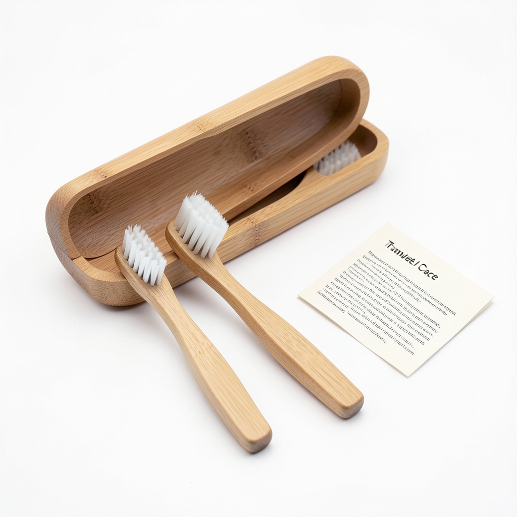 Kit de brosses à dents en bambou avec étui de voyage