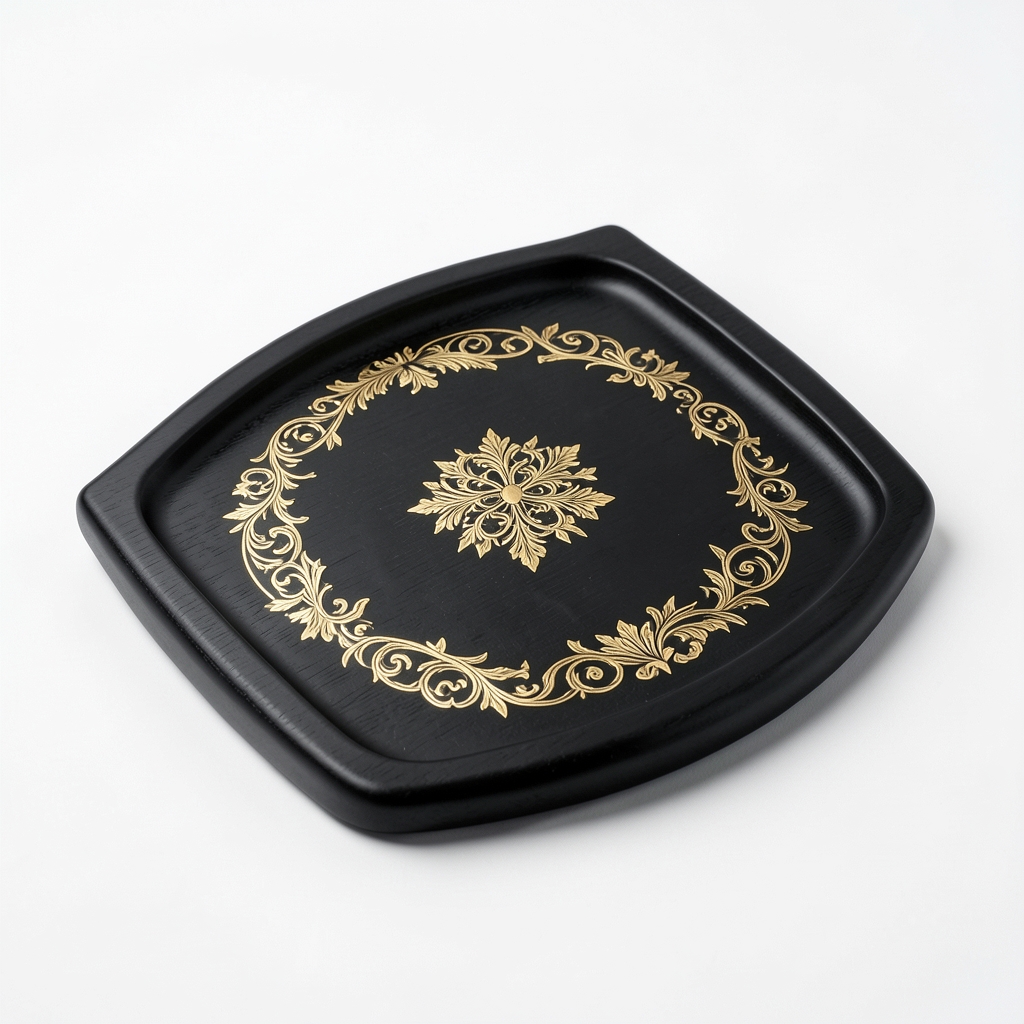 Mousetrap de Bureau en Bois d'Ébène avec Gravure en Or 24K