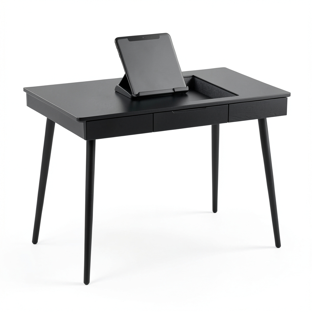 Table de Bureau Compacte avec Support de Tablette Intégré