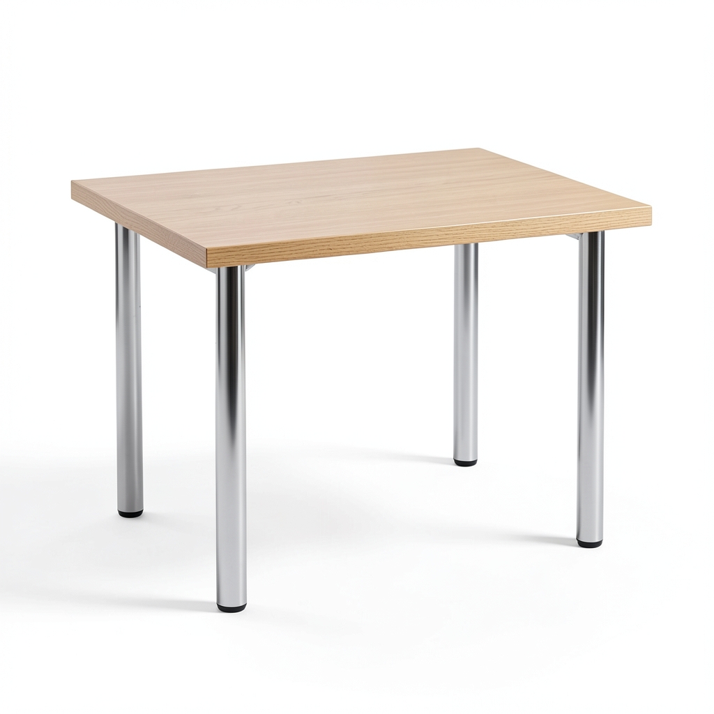 Table de cuisine compacte en bois de hêtre et acier chromé