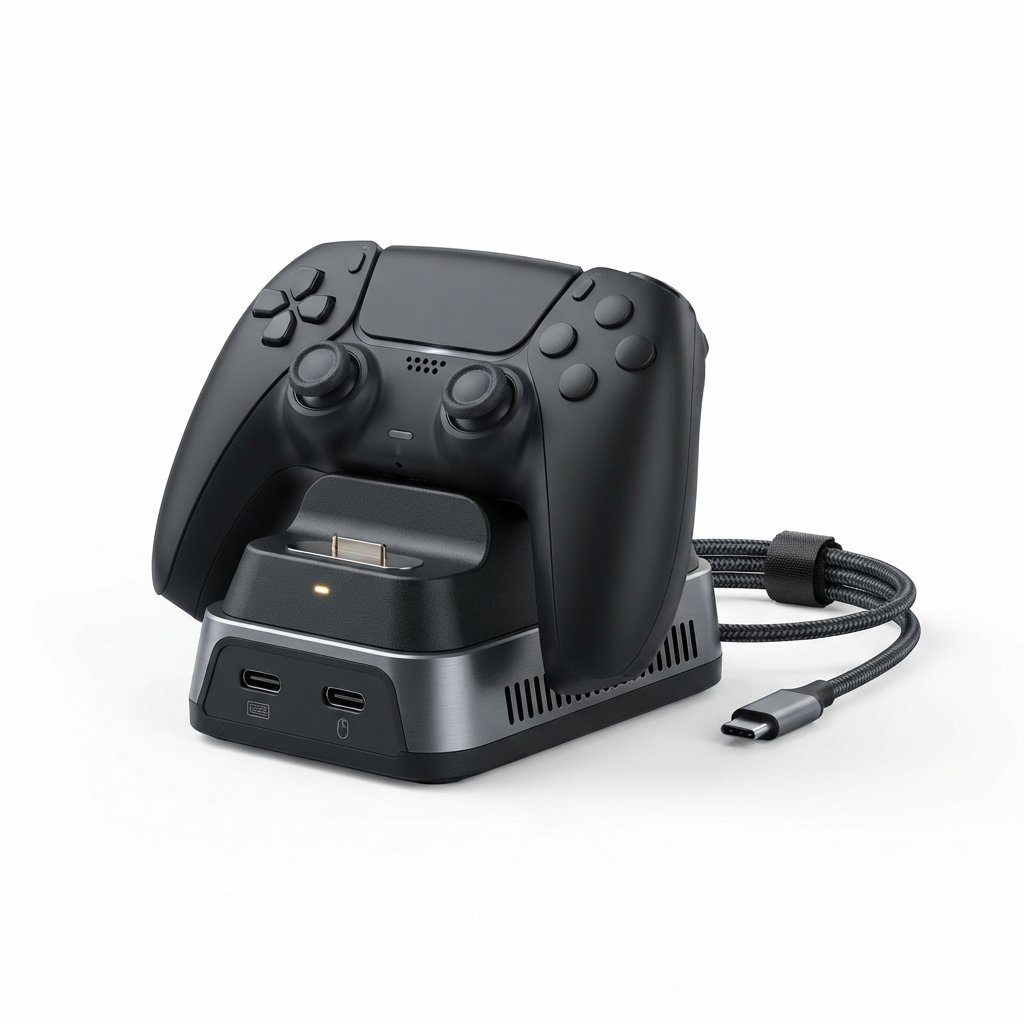 Station de Chargement pour Contrôleur Gaming avec Dock Magnétique et Hub USB-C