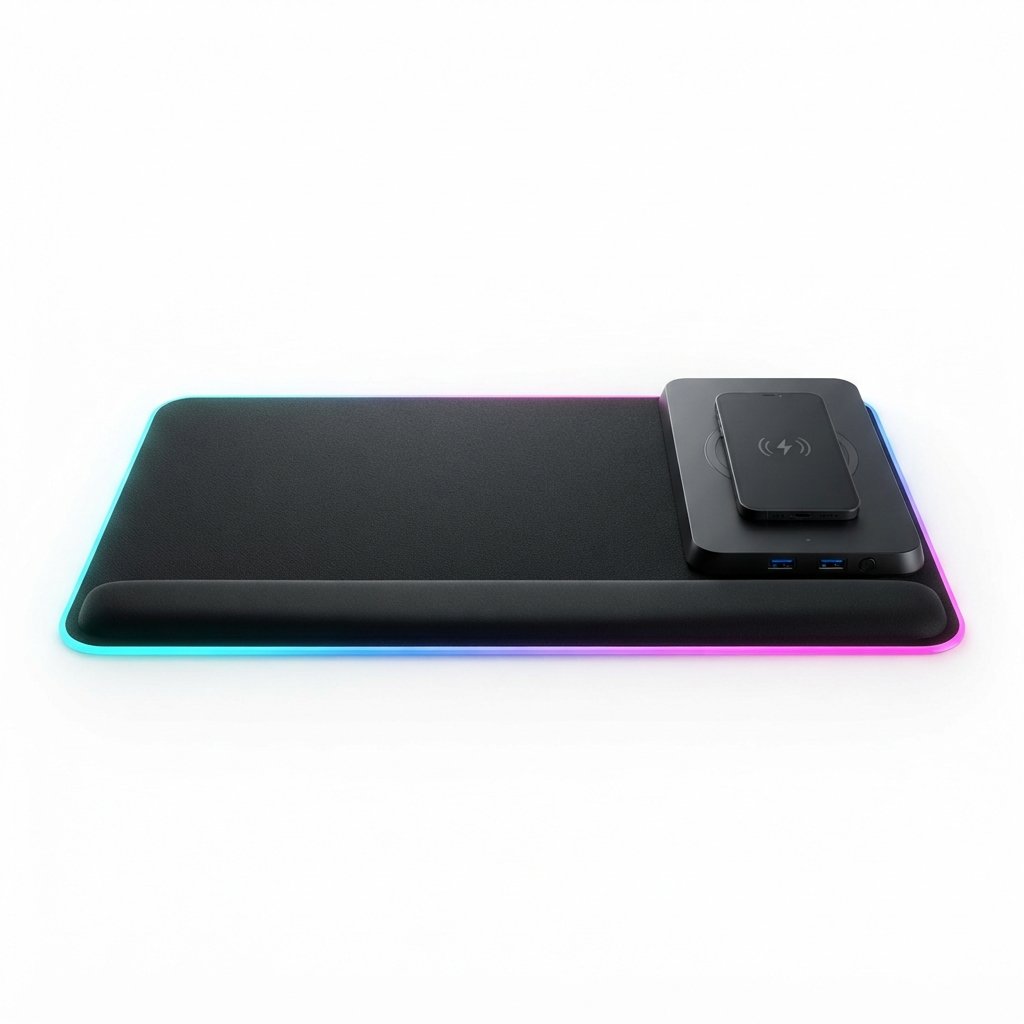 Tapis de souris gaming avec chargement sans fil intégré
