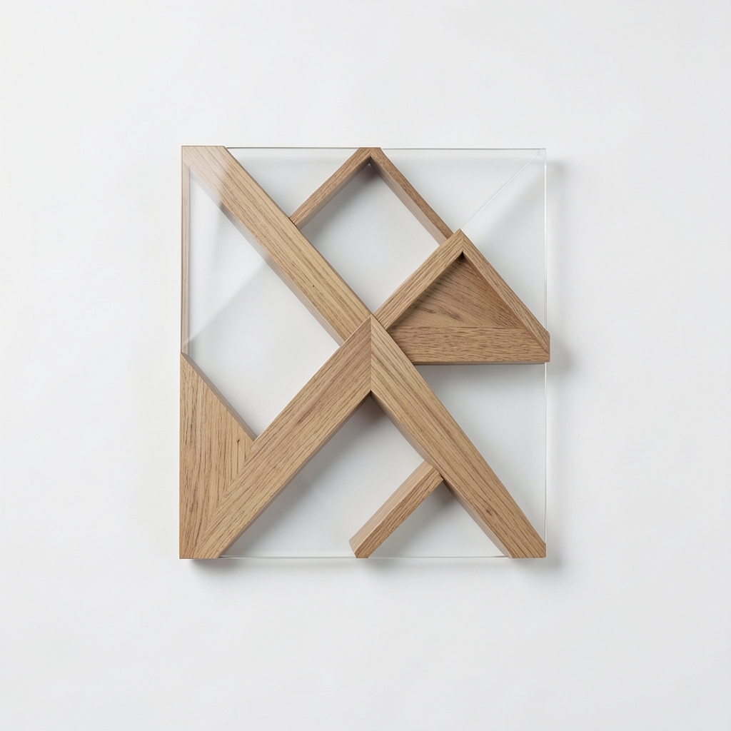 Art mural géométrique en bois et verre