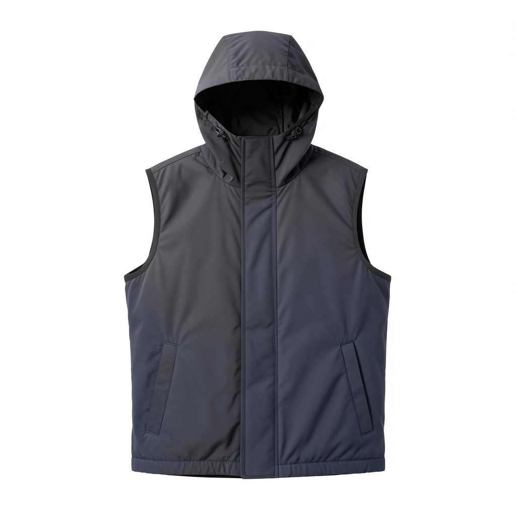 Gilet coupe‑vent en nylon recyclé avec capuche amovible
