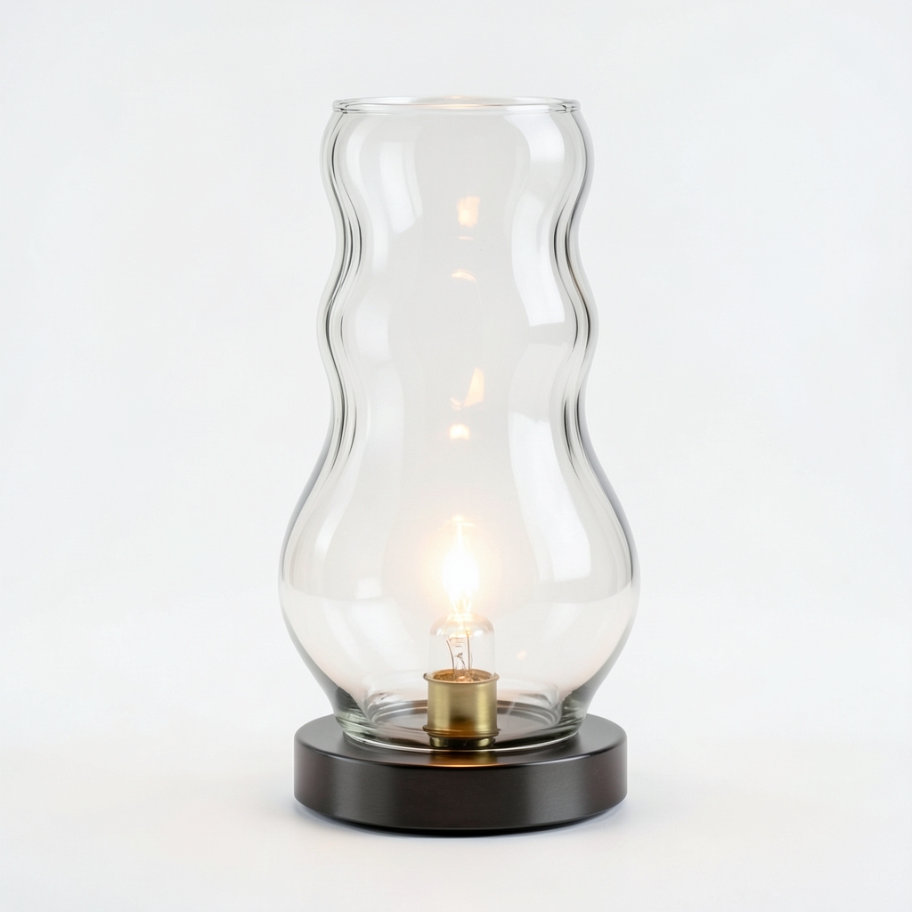 Lampe d'ambiance en verre soufflé à forme ondulée
