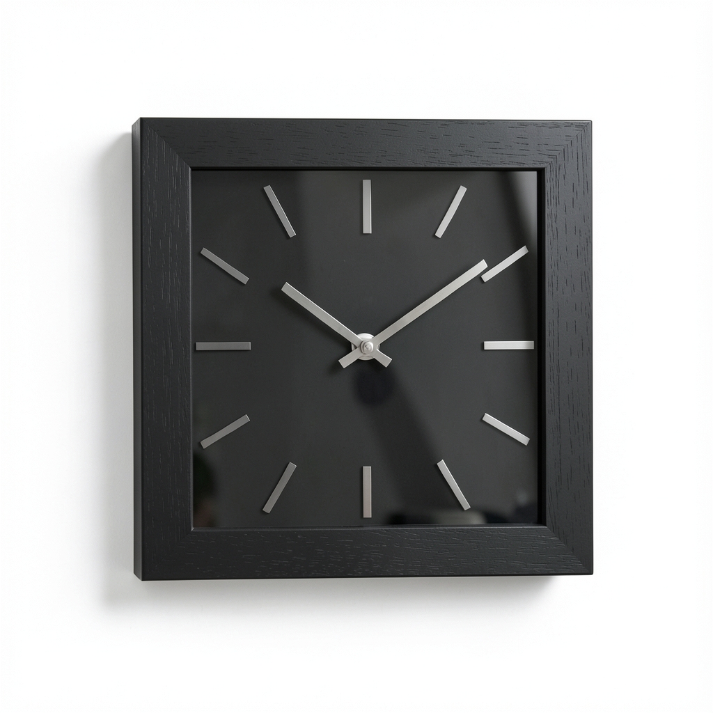 Horloge Murale en Bois Noir Mat