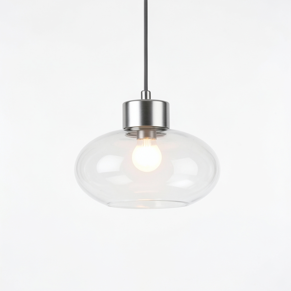 Lampe Pendante Minimaliste en Verre Argenté