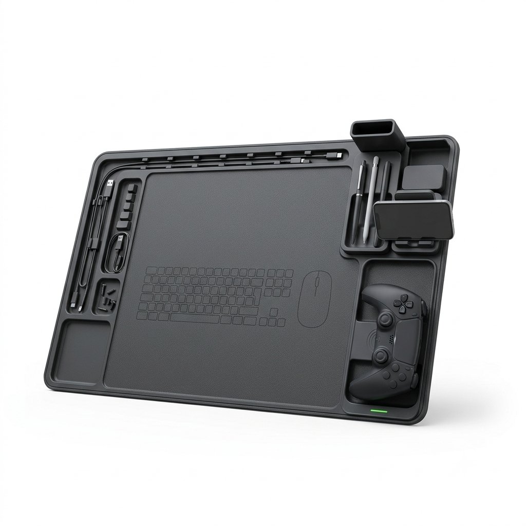 Tapis de Bureau Modulaire avec Chargeur Sans Fil pour Contrôleurs