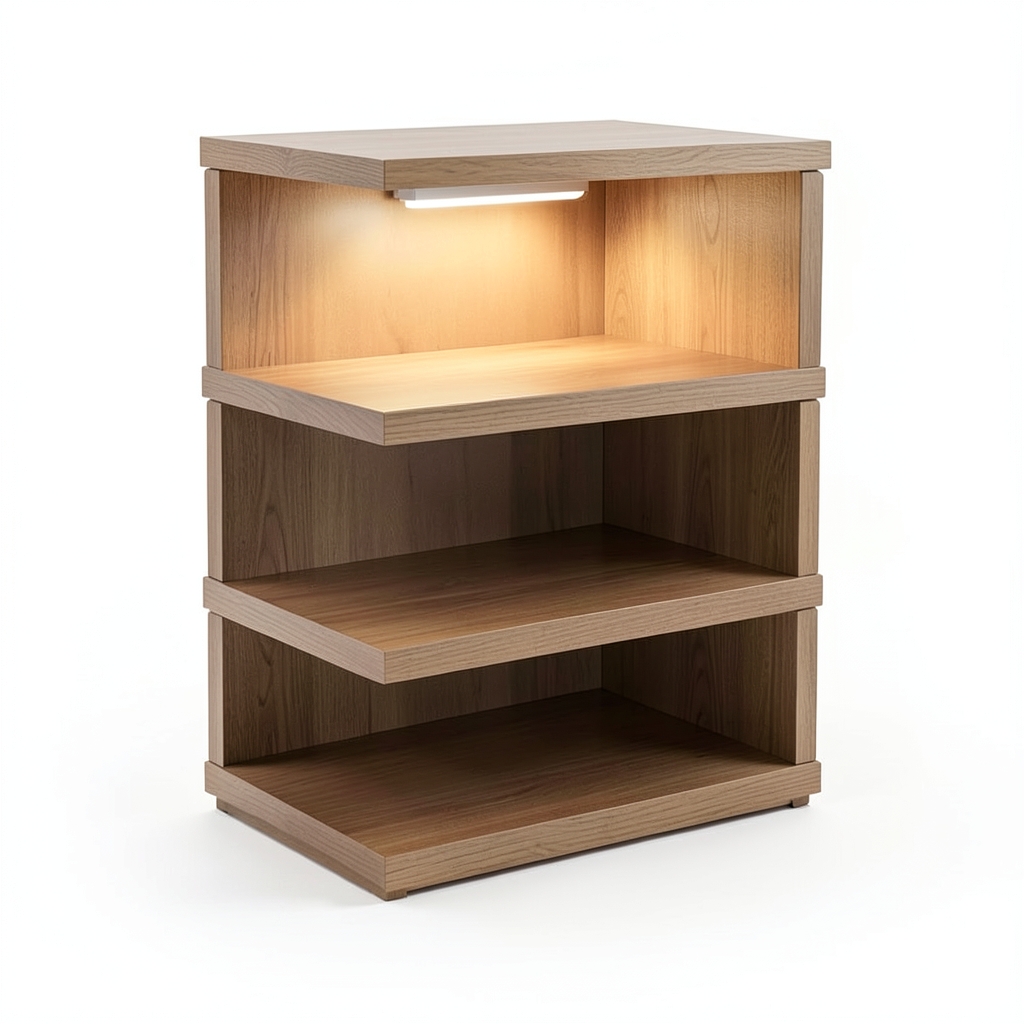 Bibliothèque empilable modulaire avec lampe LED intégrée