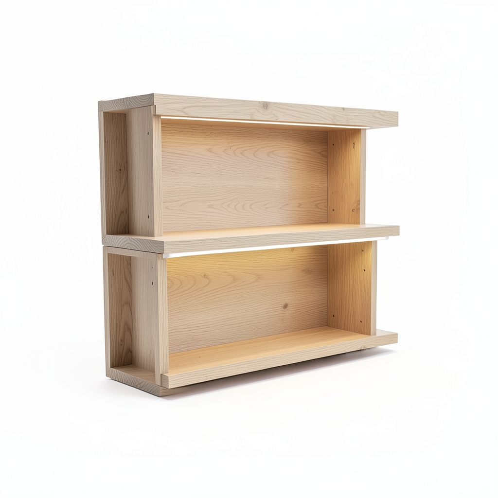 Étagère Murale Modulaire en Bois avec Lumière LED Intégrée