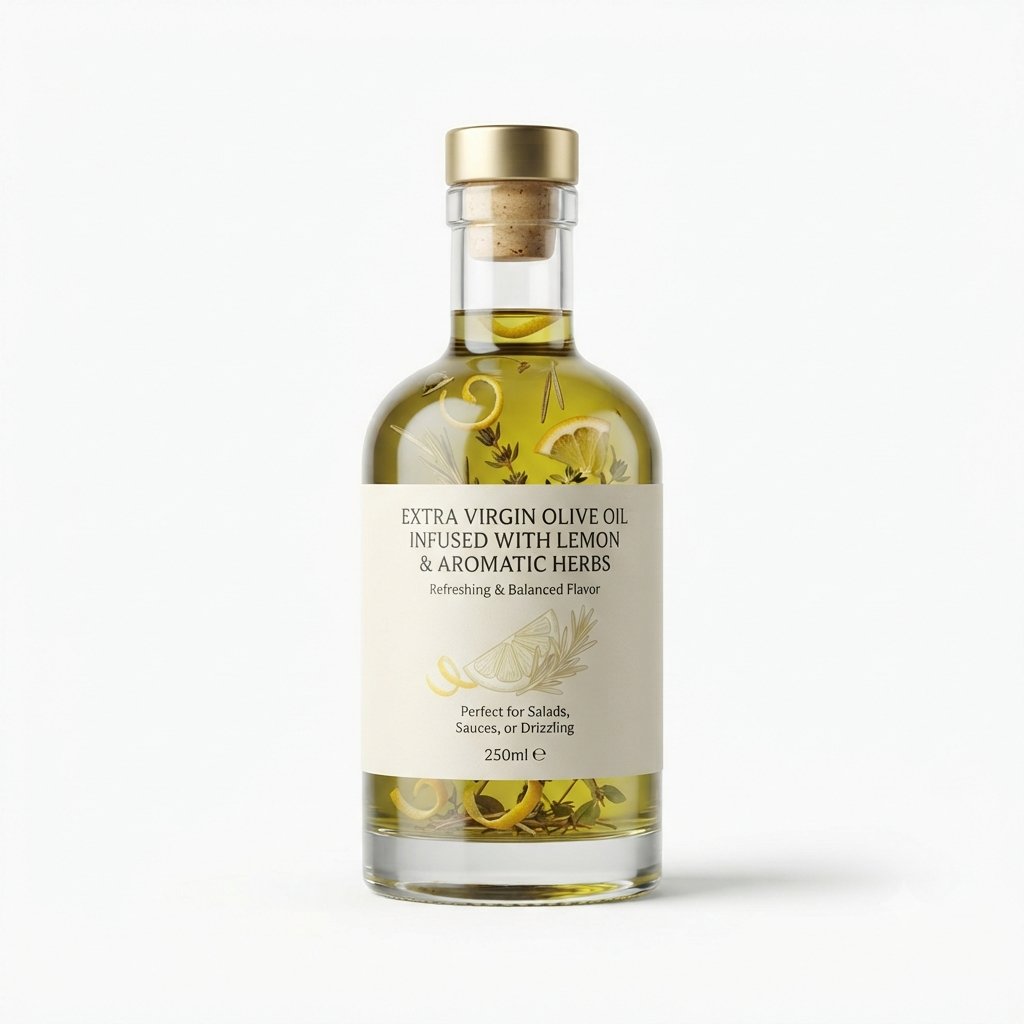 Huile d'olive extra vierge aromatisée au citron et herbes aromatiques 250 ml