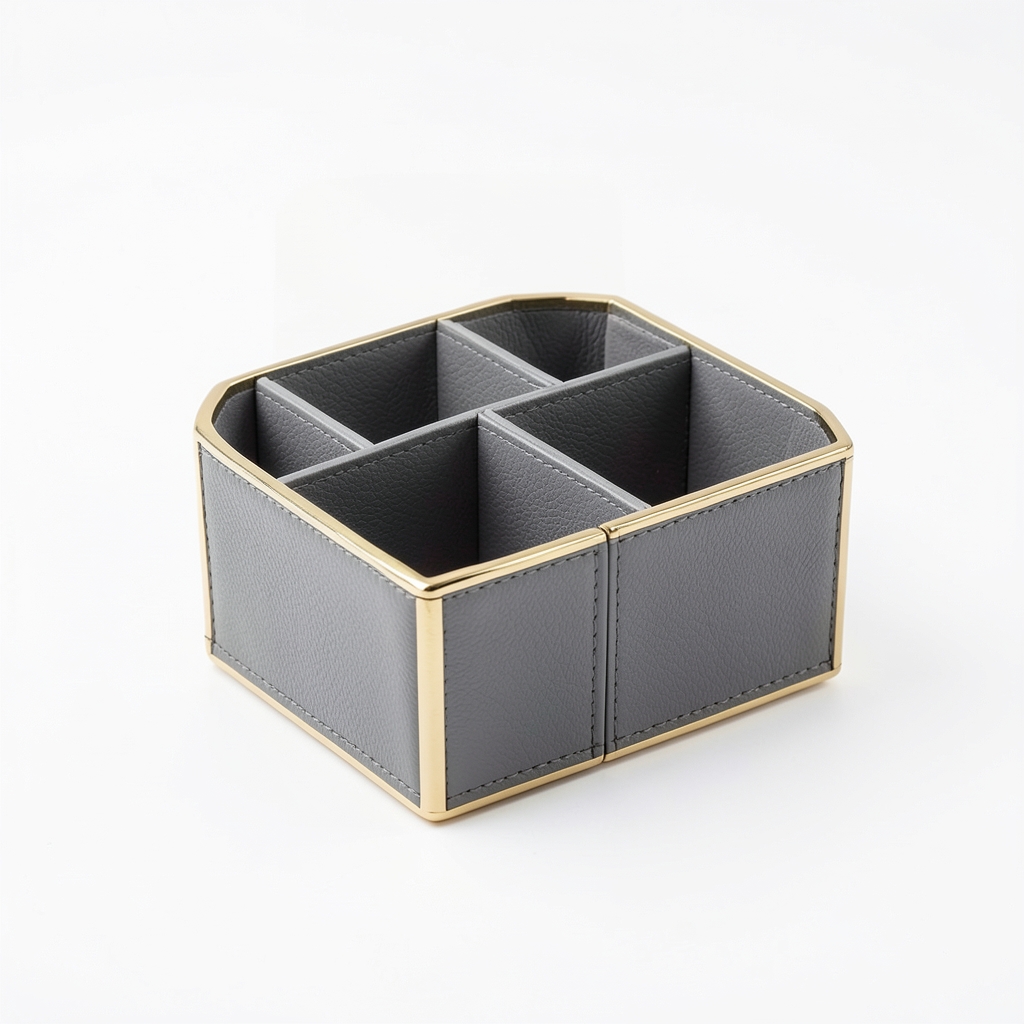 Organisateur de Bureau en Cuir Grisonné