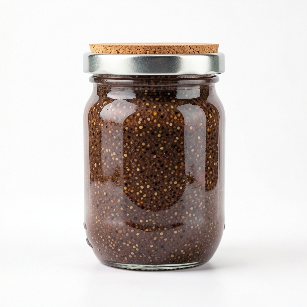 Pâte à tartiner aux graines de chia, cacao noir et fleur de sureau