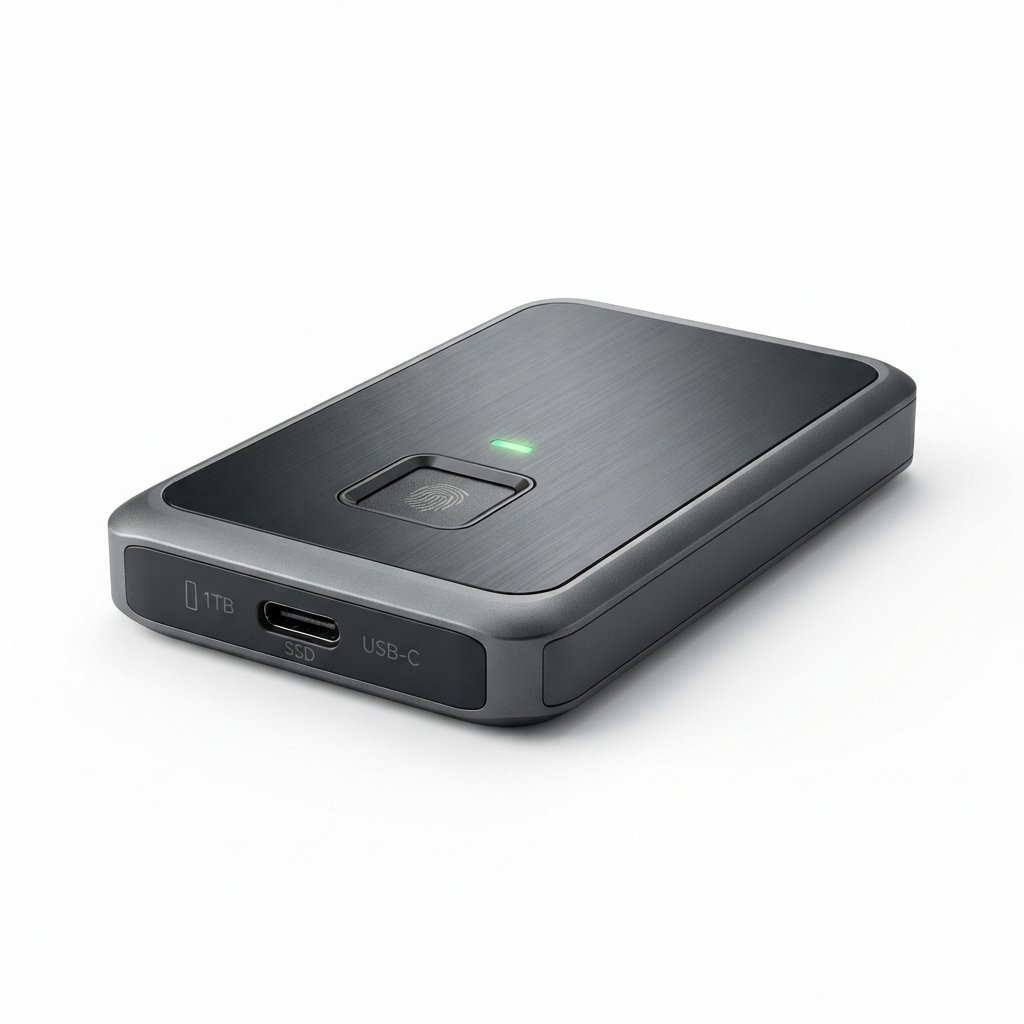 Disque SSD Portable 1 TO Crypté avec Verrou Biometrique
