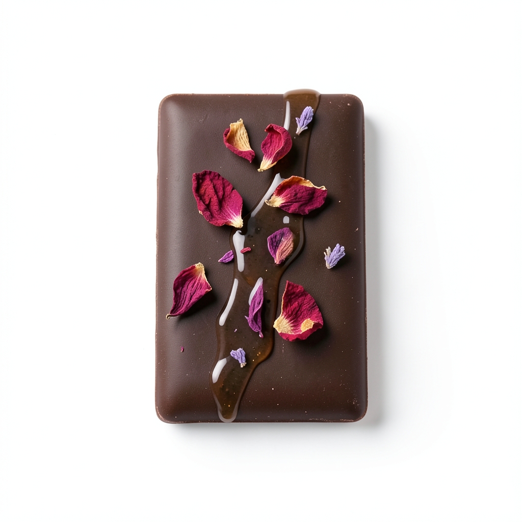 Barre de Chocolat Noir Premium au Rose et Miel