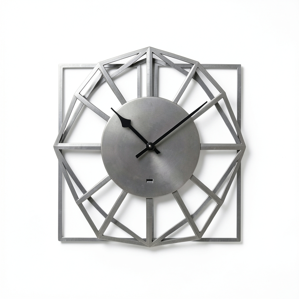 Horloge Murale Géométrique en Métal Recyclé