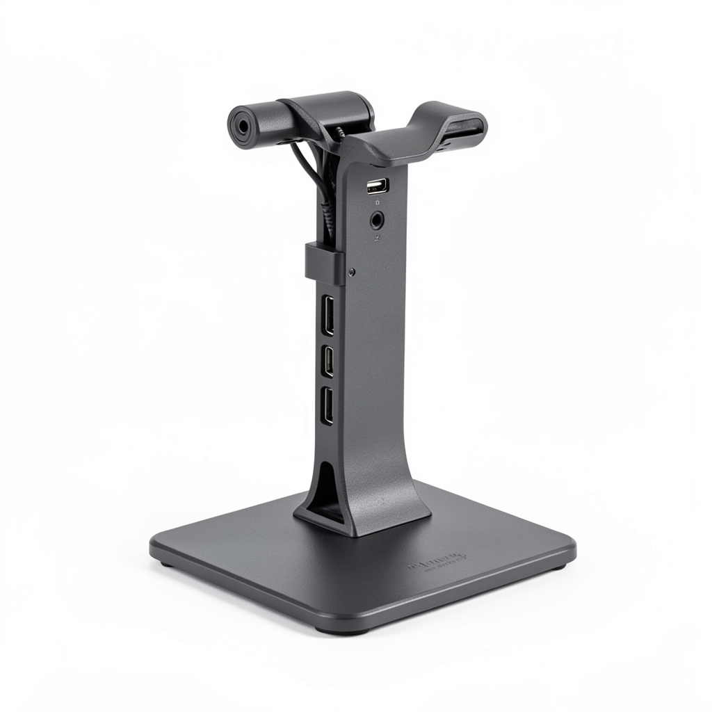 Support de casque gaming avec gestion de câbles et concentrateur USB
