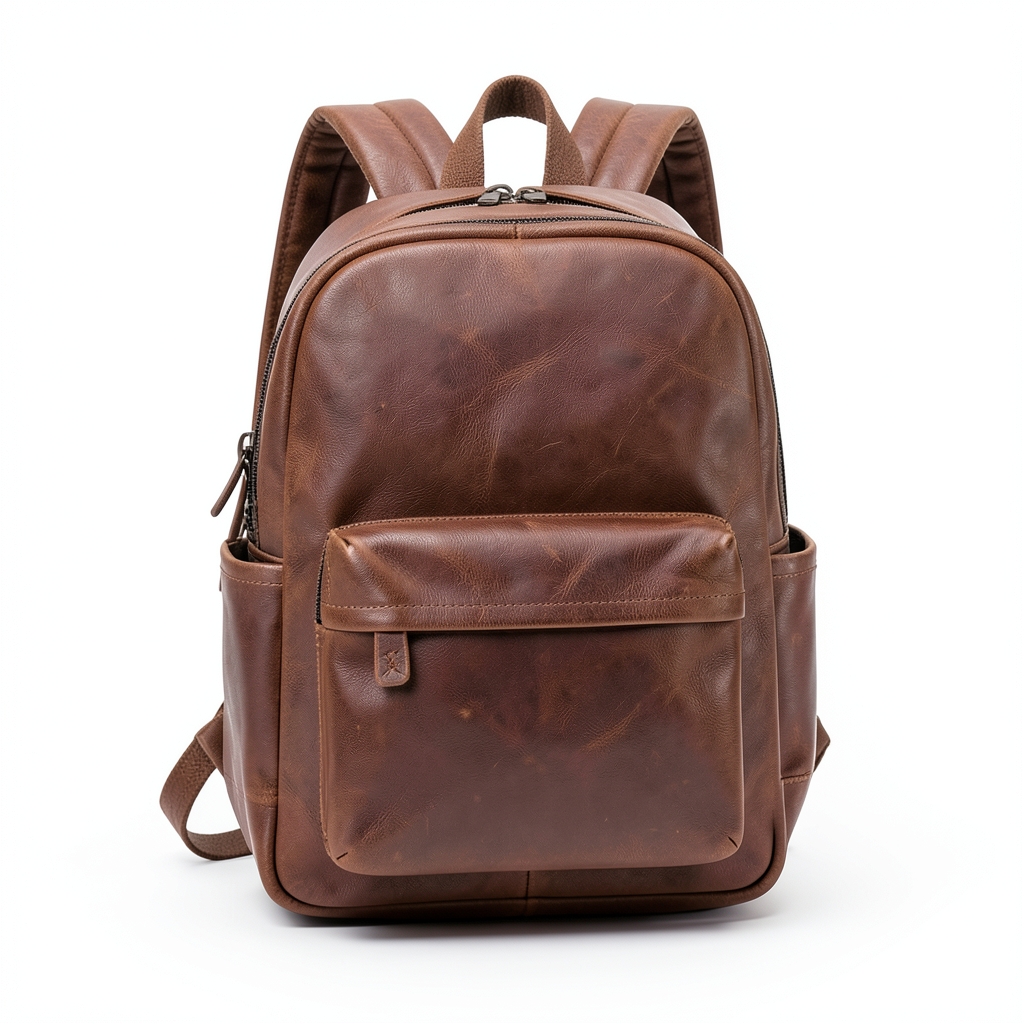 Sac à dos en cuir unisexe avec poche pour ordinateur portable