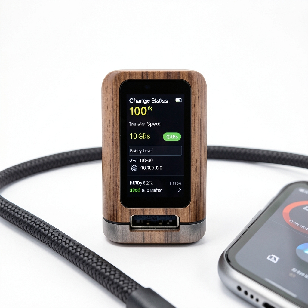Hub USB‑C avec Batterie Intégrée et Affichage OLED