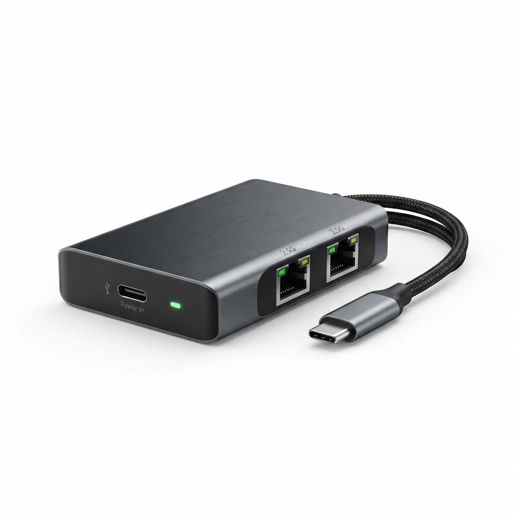 Adaptateur USB‑C vers Ethernet 2,5 Gbps Double Port