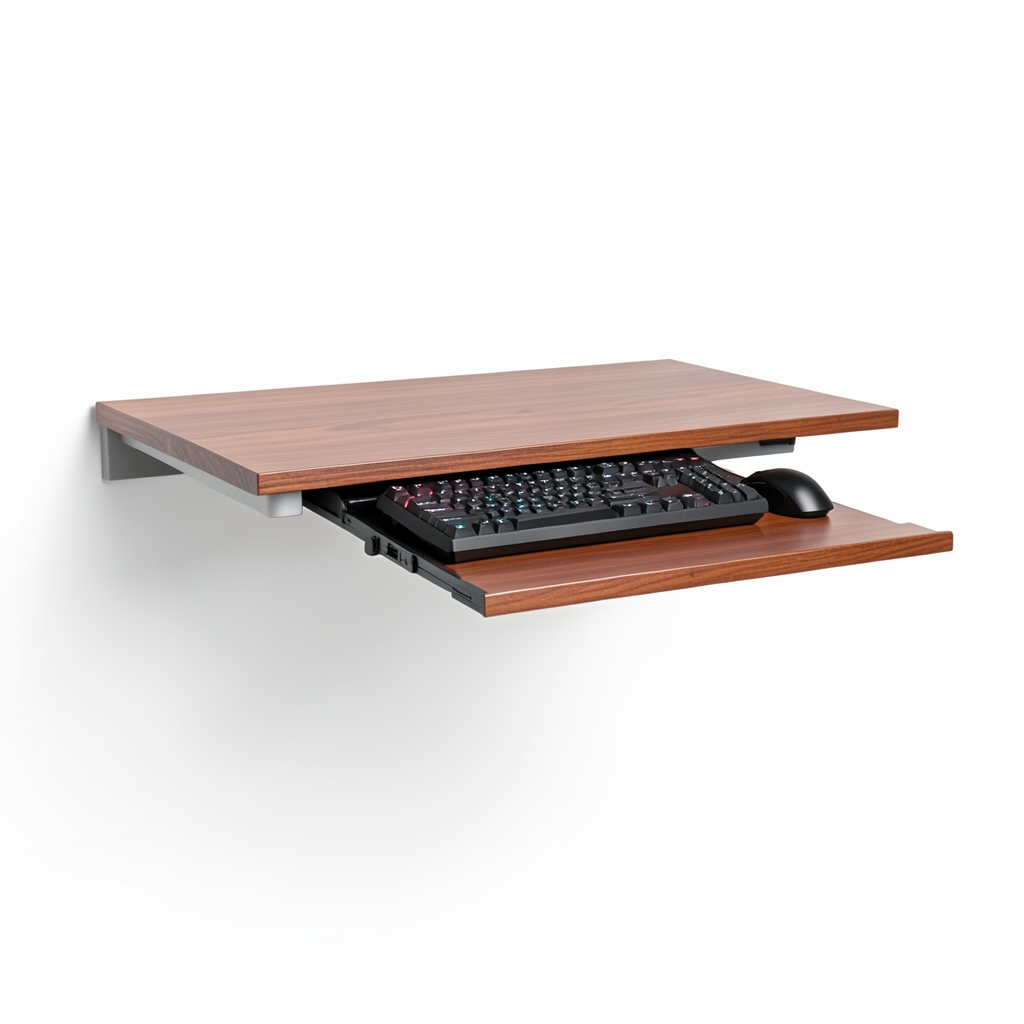 Table Murale à Rabat de Bureau avec Plateau d'Ordinateur Extensible