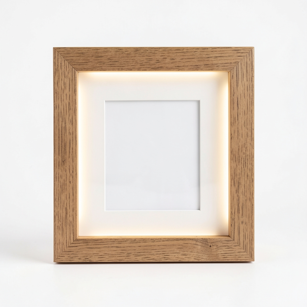 Cadre Photo en Bois avec Lumière LED Intégrée